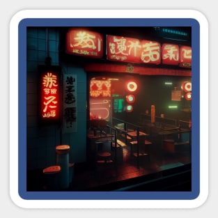 Cyberpunk Tokyo Ramen Shop Sticker